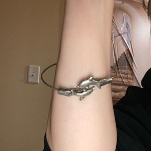 Solid silver dolphin bracelet.